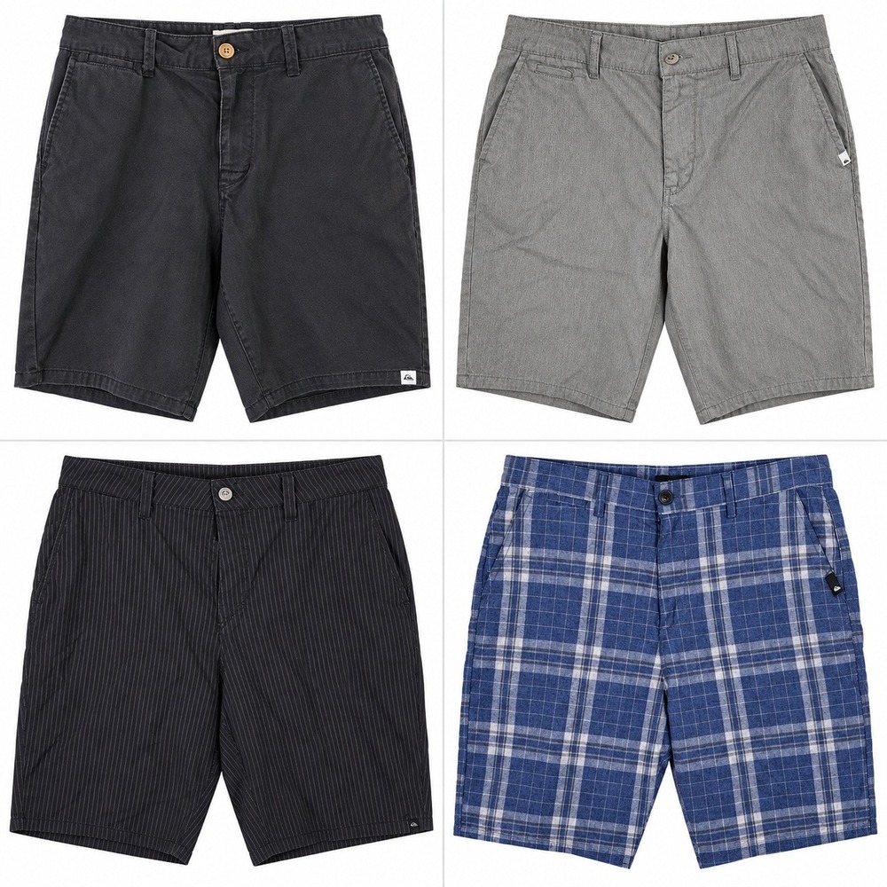 Quiksilver Lot of 4 Shorts Men 34 Hybrid Amphibian Chino Blue Gray Black EUC